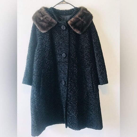 Vintage Persian Lambs wool with mink collar 1950/60 - Picture 1 of 10